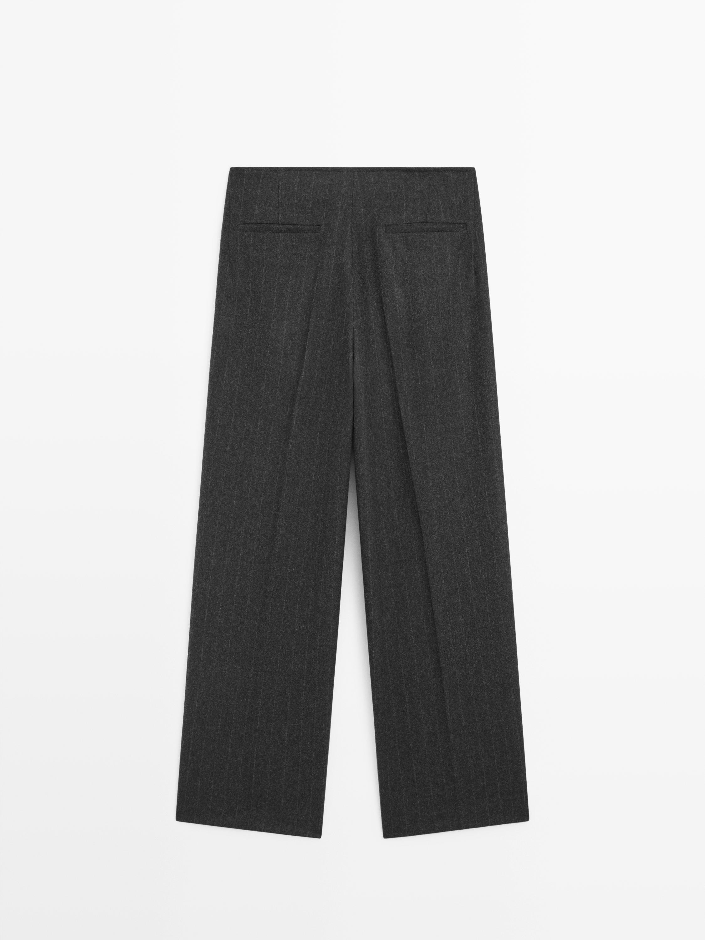 Striped wool blend trousers